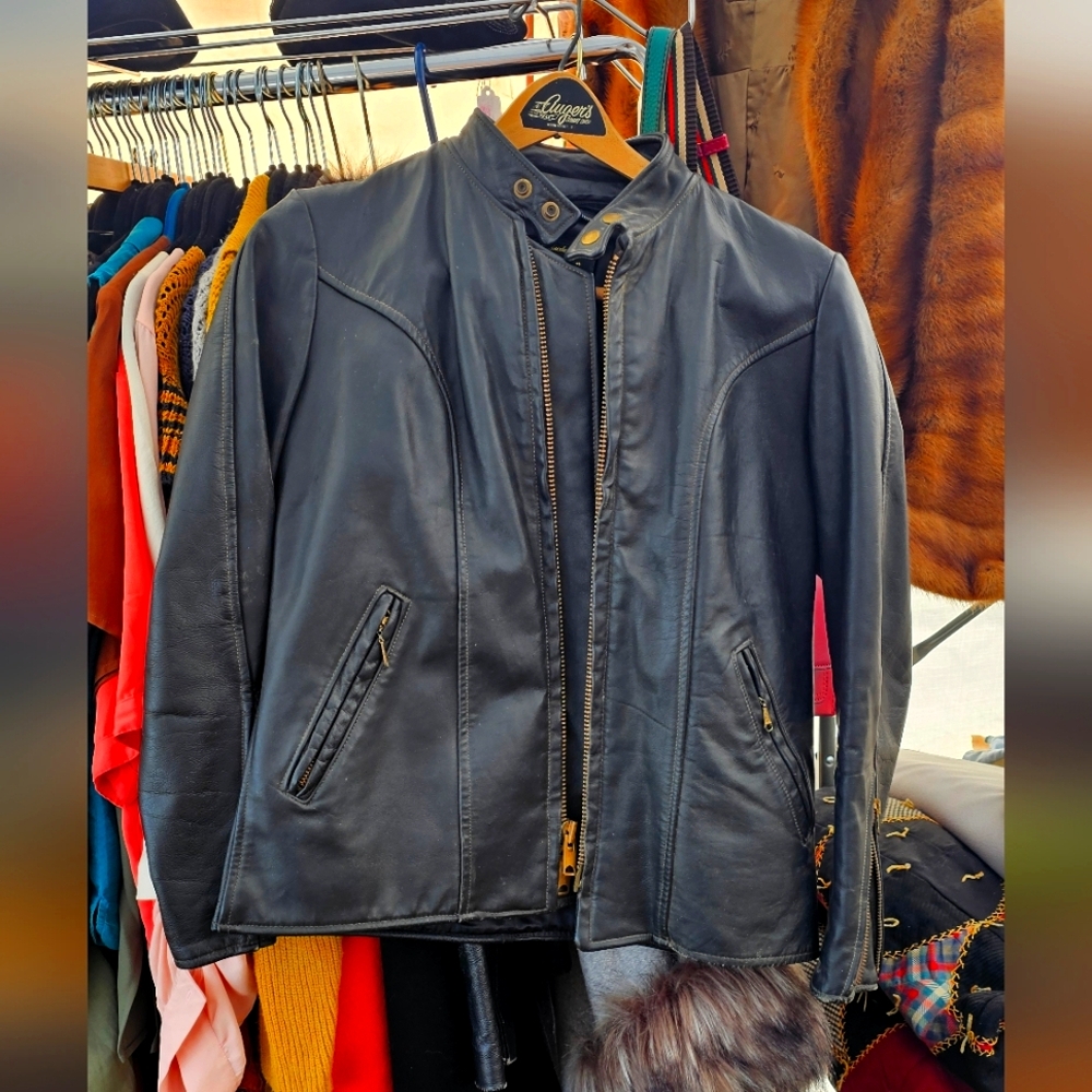 Women's Vintage Black Leather Jacket, Passaic Leather